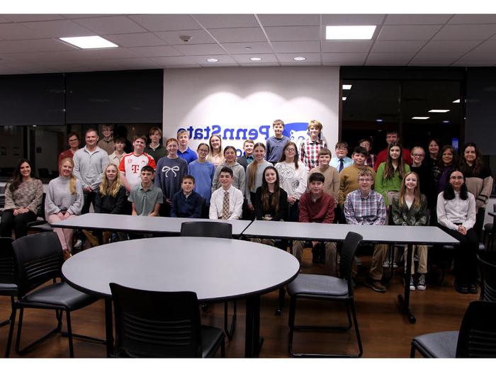 Competing teams gather for a group photo at the 26th annual Junior Scholastic Challenge, held at Penn State DuBois on Feb. 20.