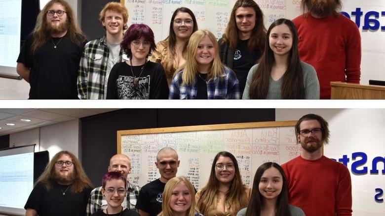 The before (top) and after (bottom) photos of the hair donors involved in the 2023 Penn State DuBois THON hair auction. 