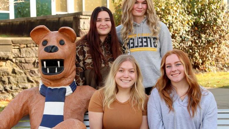 The four students who will represent Penn State DuBois at THON 2025. Bottom row, from left to right, Amber Eberly, Paige Miller. Top row, from left to right, Gabby Horner, Veronica Mercurio.