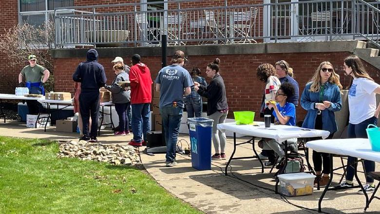 Students and community collaborate on the DEF lawn for an Earth Day celebration